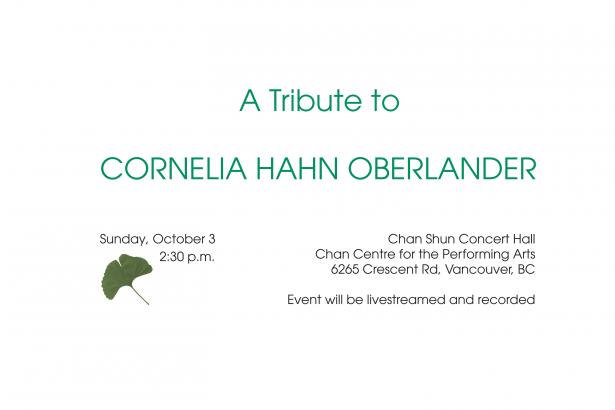 A Tribute to Cornelia Hahn Oberlander